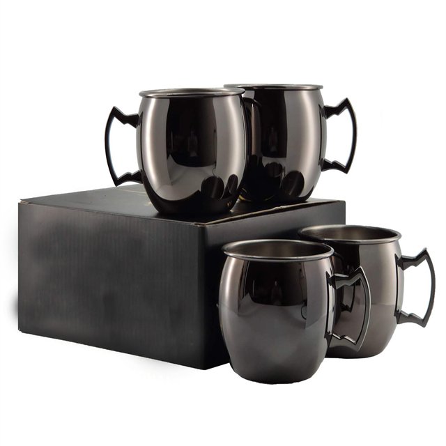 Moscow Mule Hammered Cocktail Copper Coffee Mugs Stainless Steel Moscow Mule Beer Cups With Gold Plated Handle For Home Bar