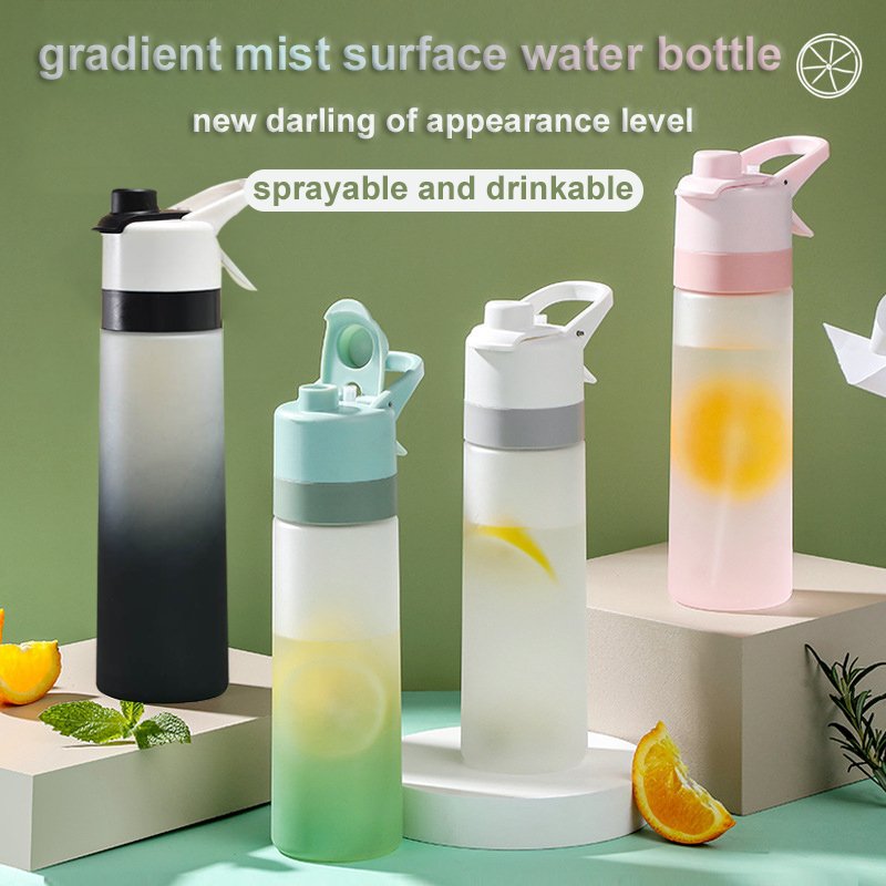 2023 New Design Mist Outdoor Spray Plastic Sports Drinking Water Bottle with Handle Water Bottle for Girls