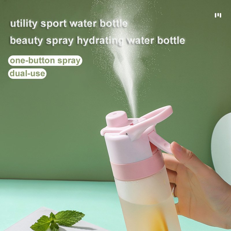 2023 New Design Mist Outdoor Spray Plastic Sports Drinking Water Bottle with Handle Water Bottle for Girls