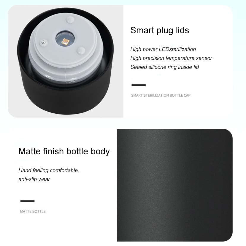 Smartest Water Bottle LED smart sensor puck glows to remind you when it is time to drink and tracks your water intake