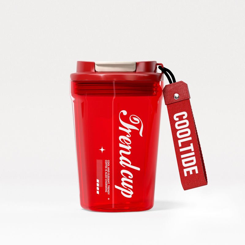 New Clear Acrylic Reusable Plastic Coffee Mugs Custom Printing Portable Coffee Cup Mug with Strap