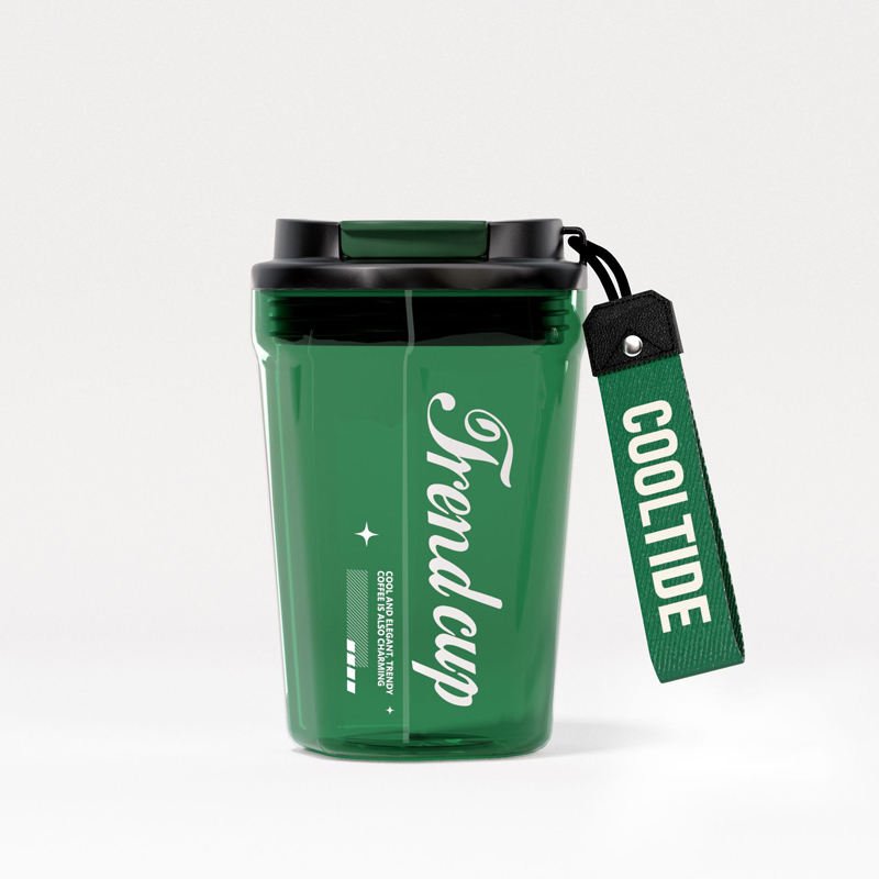 New Clear Acrylic Reusable Plastic Coffee Mugs Custom Printing Portable Coffee Cup Mug with Strap