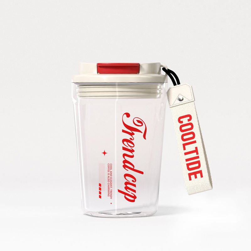 New Clear Acrylic Reusable Plastic Coffee Mugs Custom Printing Portable Coffee Cup Mug with Strap