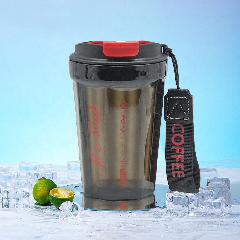 New Clear Acrylic Reusable Plastic Coffee Mugs Custom Printing Portable Coffee Cup Mug with Strap