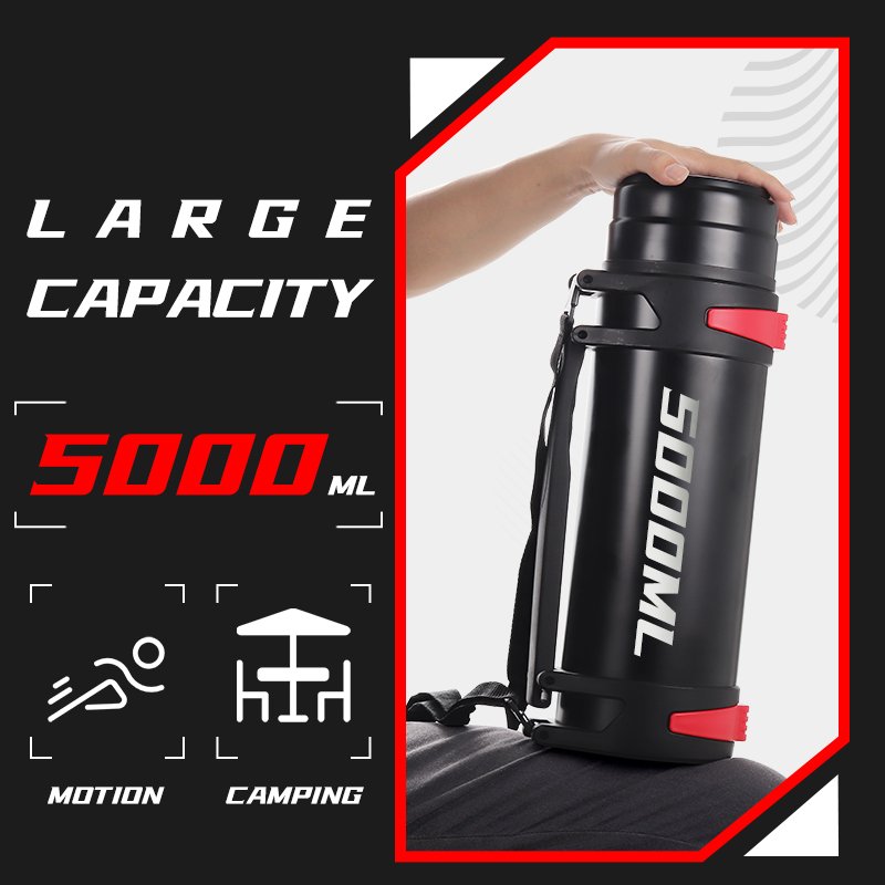1 2 2.5 3 4 5 Liter Travel Hiking Handgrip Double Wall Insulated Stainless Steel Vacuum flasks Thermoses Water Bottle with Lid