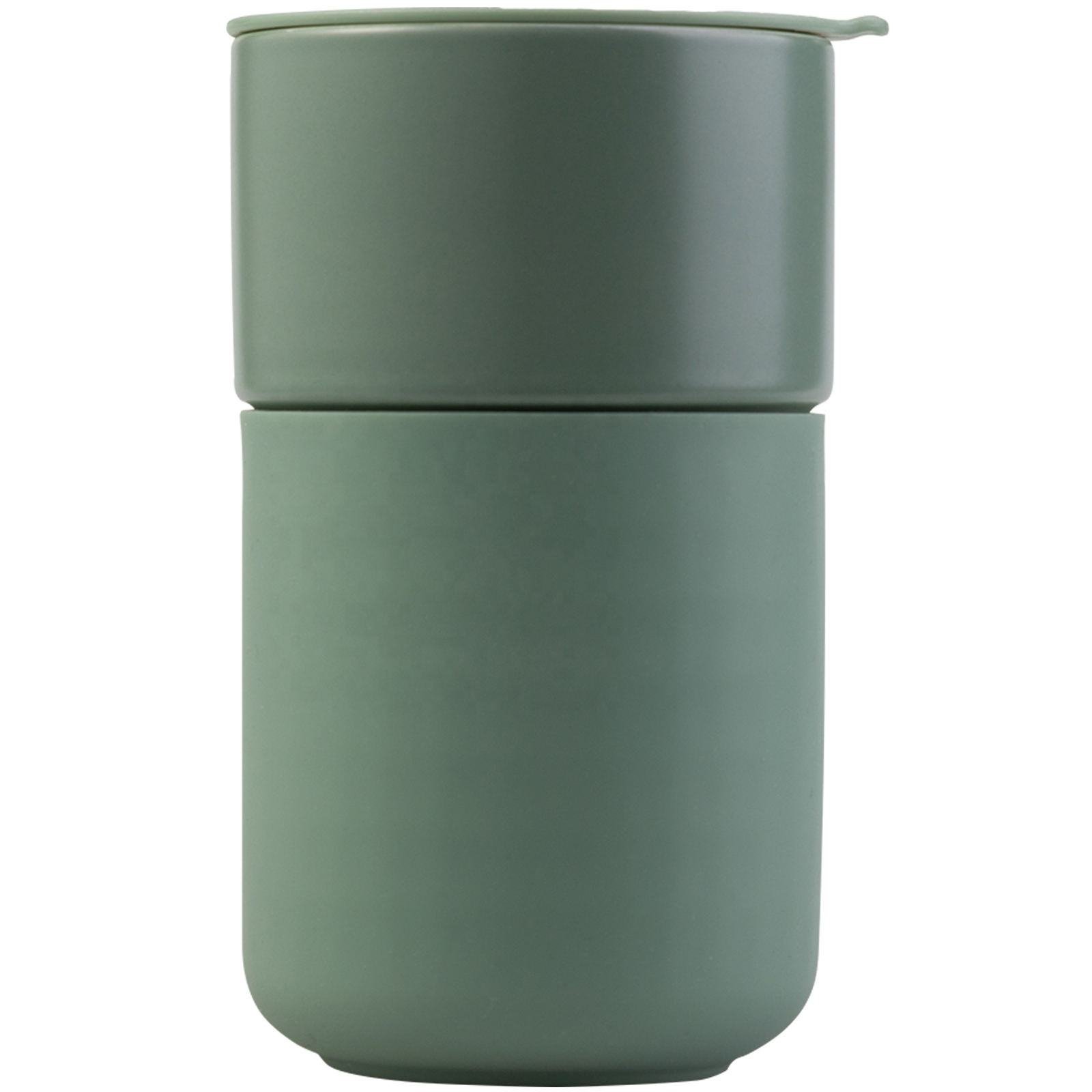 LeMuna Wholesale Insulated Travel Tumbler 360ml Portable Reusable Ceramic coffee Cup Mug With Silicone