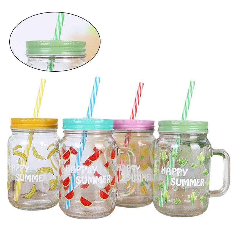 Factory Custom 8 oz 16 oz Mason Water Jar Coffee Jars Cups Glasses Mugs Drinking With Juice Tumblers Handle Straws Mouth Lids