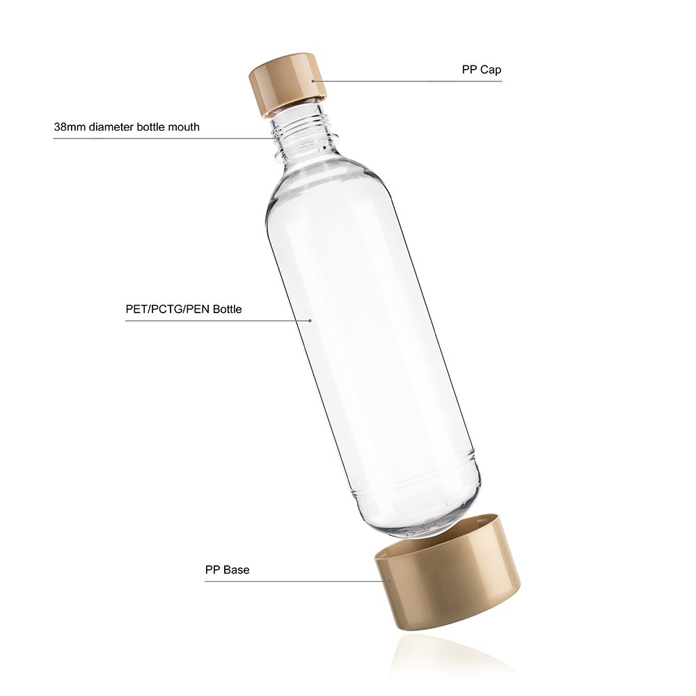Carbonating reusable lasts 2 year 1000ml Clear 1 liter Bpa free Custom Drinking Soda Maker CO2 Sparkling Water bottles OEM ODM