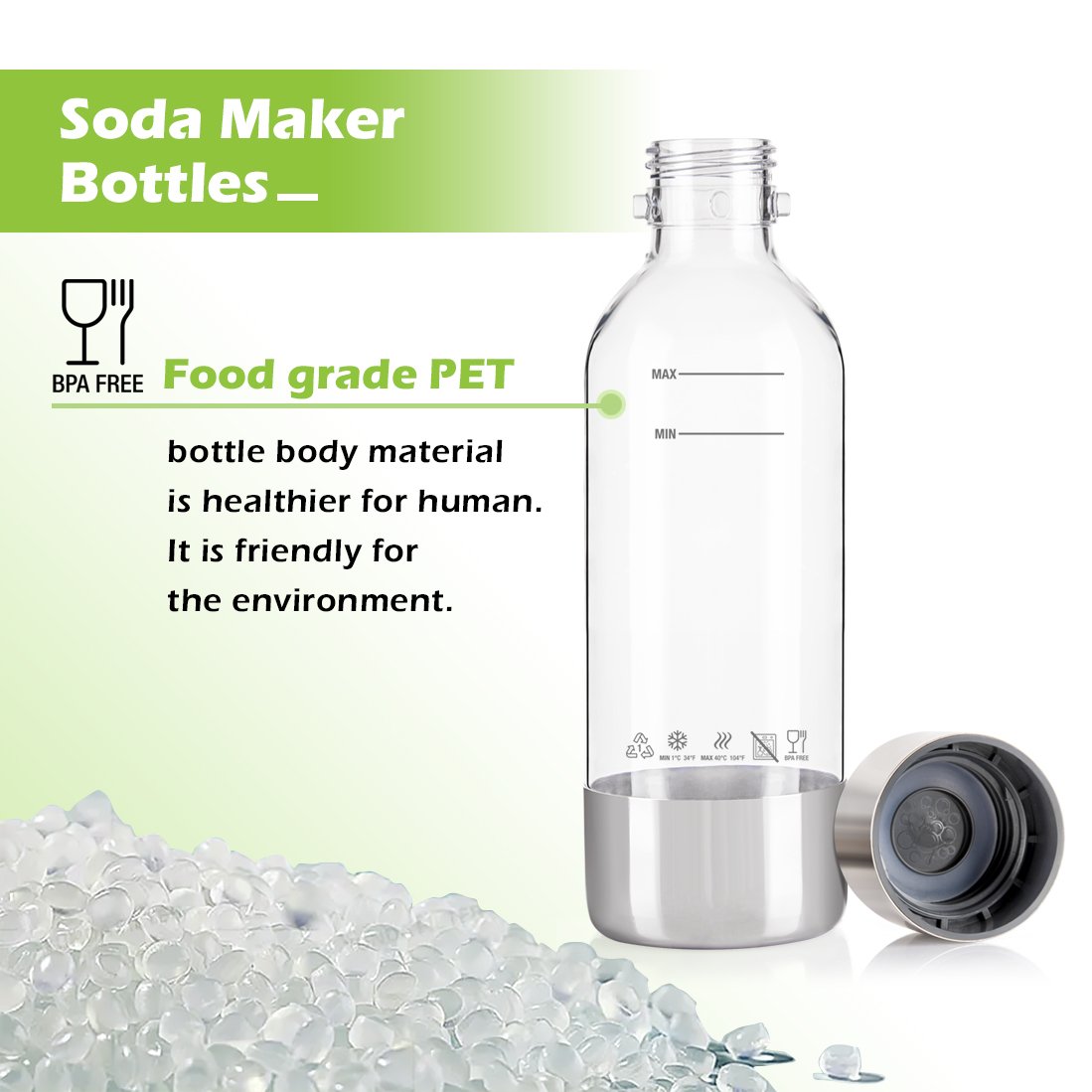 Carbonating reusable lasts 2 year 1000ml Clear 1 liter Bpa free Custom Drinking Soda Maker CO2 Sparkling Water bottles OEM ODM