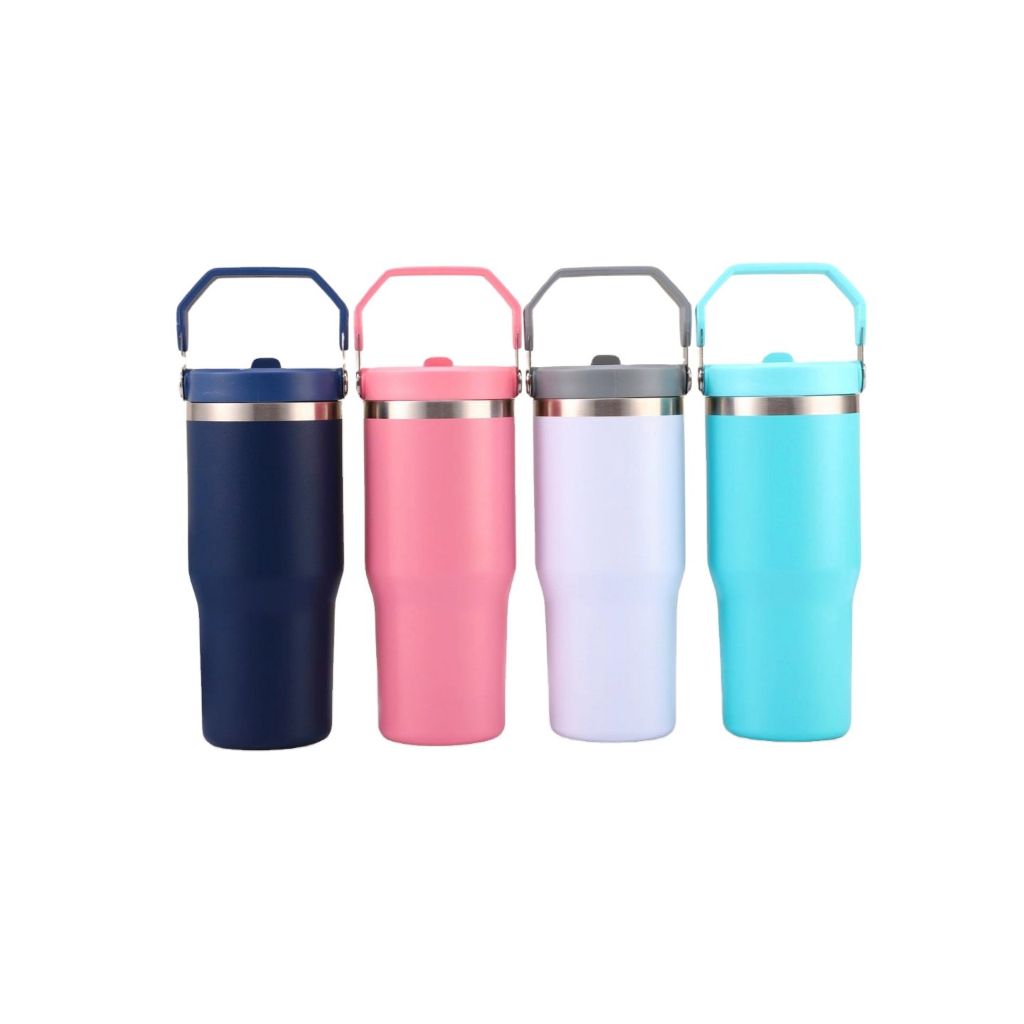 Hot Sale Custom Logo 20 & 30 Oz Travel Stainless Steel Vacuum Coffee Mug 30Oz Thermos Cup Flip Straw 20 Oz Tumbler Handle