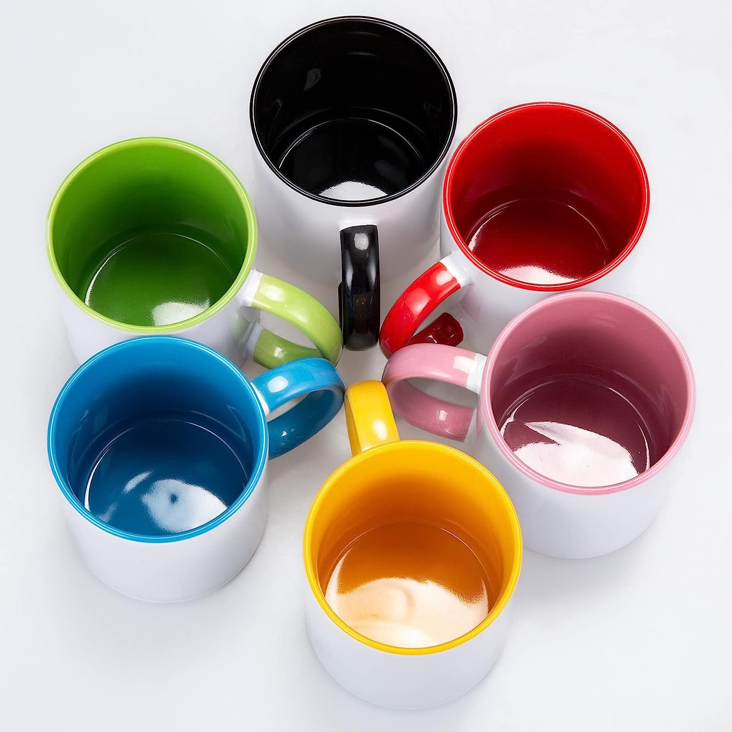 Wholesale Bulk 11 Ounce Ceramic coffee Mug with Colors inside and Handle Classic White 11oz Sublimation Blank Mugs custom logo
