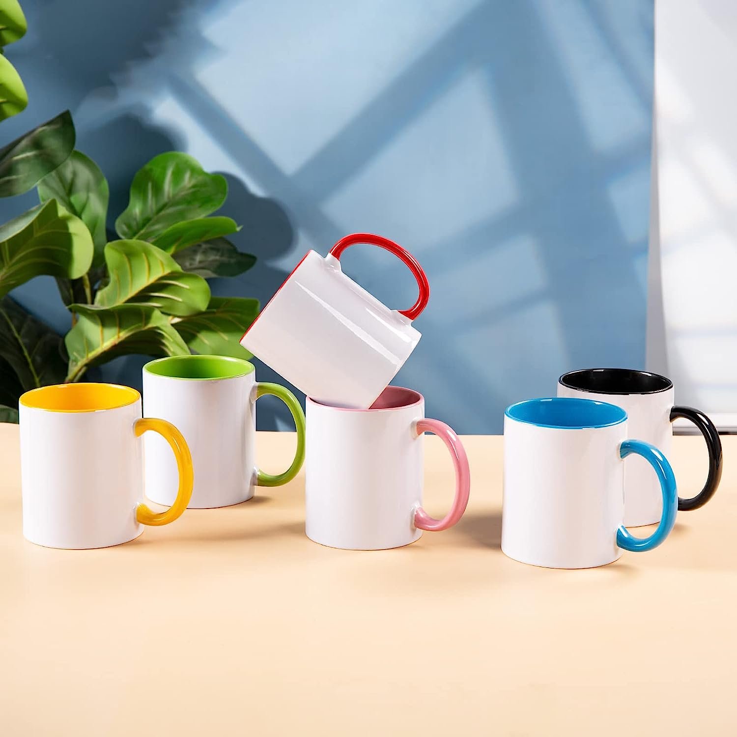 Wholesale Bulk 11 Ounce Ceramic coffee Mug with Colors inside and Handle Classic White 11oz Sublimation Blank Mugs custom logo