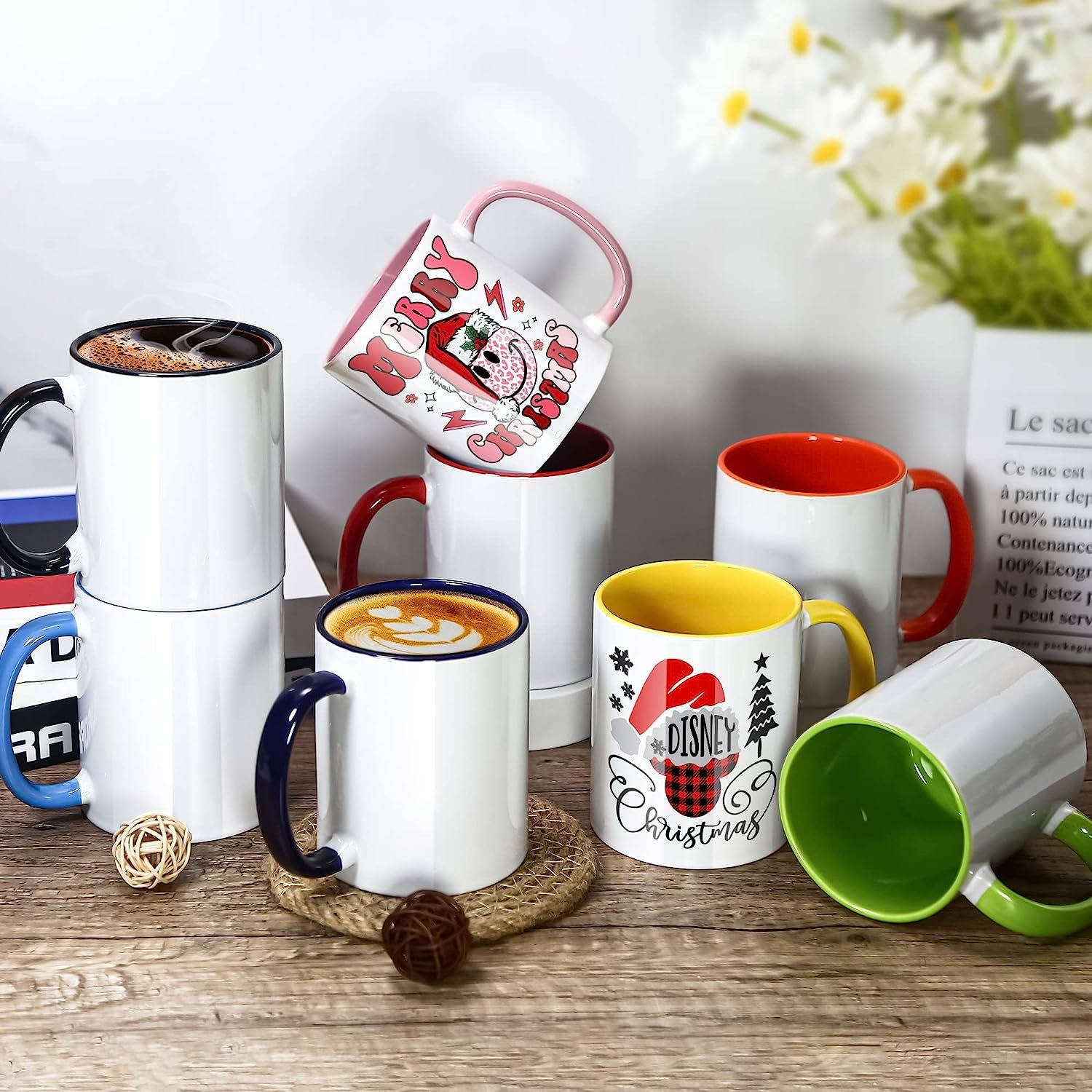 Wholesale Bulk 11 Ounce Ceramic coffee Mug with Colors inside and Handle Classic White 11oz Sublimation Blank Mugs custom logo