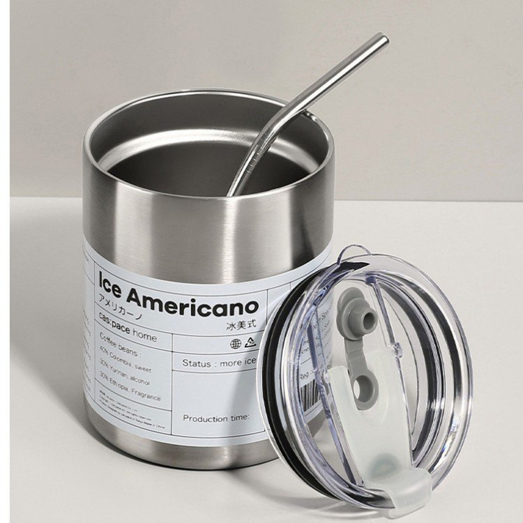 350ml 600ml Tumbler Stainless Steel Insulated Coffee Mug with Straw and Lid Custom Logo Office Water Cup