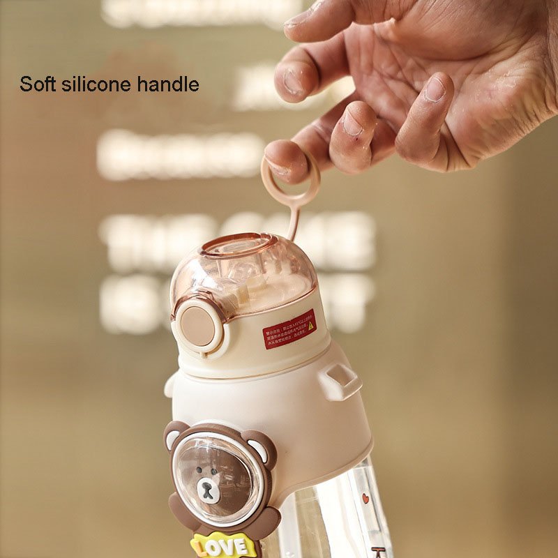 Cute bear children 680ml portable gourde enfants ecole bpa free reusable school kids water bottle with straw/strap
