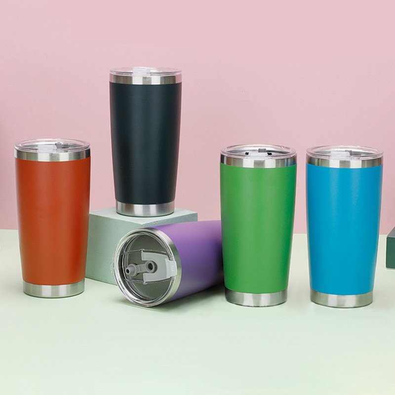 Wholesale 20oz Powder Coated 304 Stainless Steel Metal Tumbler Bulk Double Wall Vacuum Insulated Travel Mug Coffee Cup with Lid