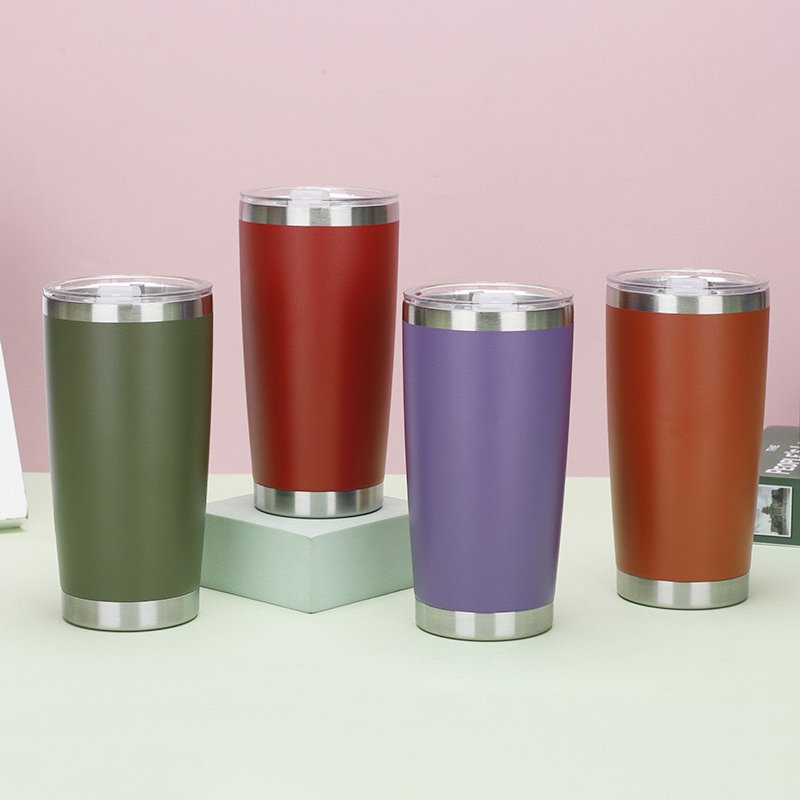 Wholesale 20oz Powder Coated 304 Stainless Steel Metal Tumbler Bulk Double Wall Vacuum Insulated Travel Mug Coffee Cup with Lid