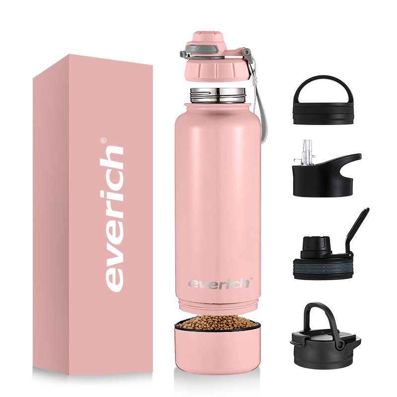 New 3 in 1 Portable Dog Pet Water Bottle and Foldable Pet Water bowl for Outdoor Use feeder stainless steel bottle