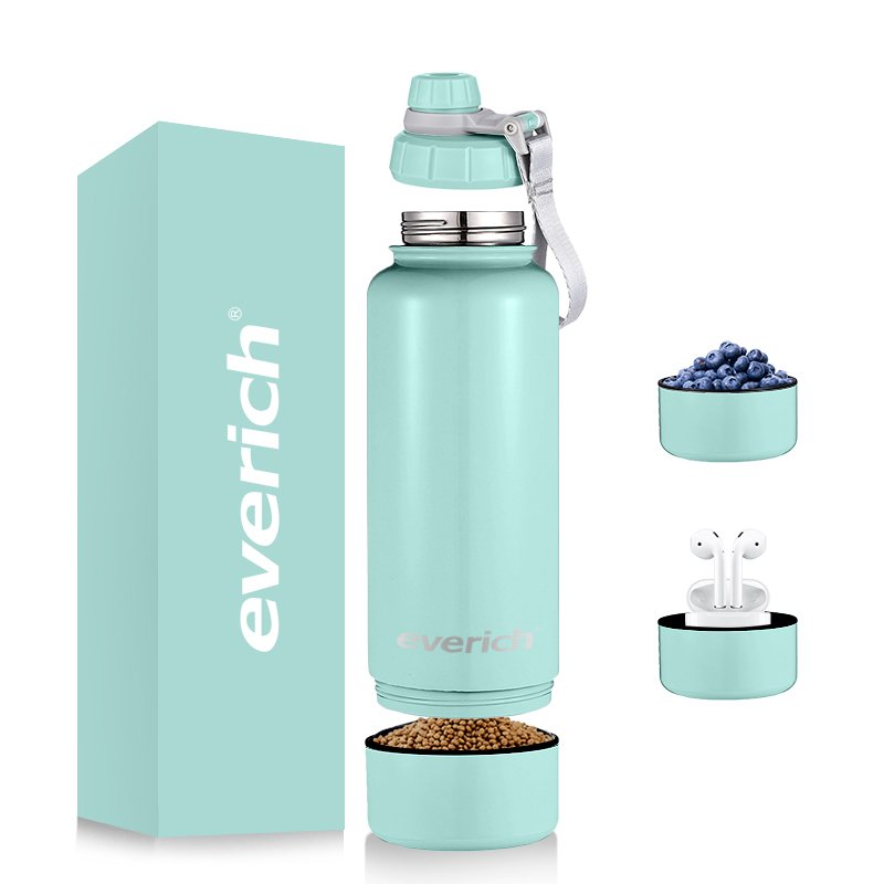 New 3 in 1 Portable Dog Pet Water Bottle and Foldable Pet Water bowl for Outdoor Use feeder stainless steel bottle