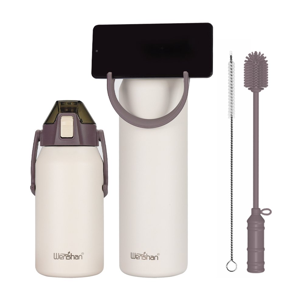 32 oz double wall Vacuum flask insulated water bottle with phone holder stainless steel water bottle for sports