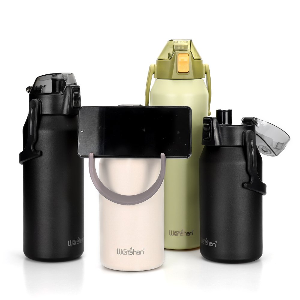 32 oz double wall Vacuum flask insulated water bottle with phone holder stainless steel water bottle for sports