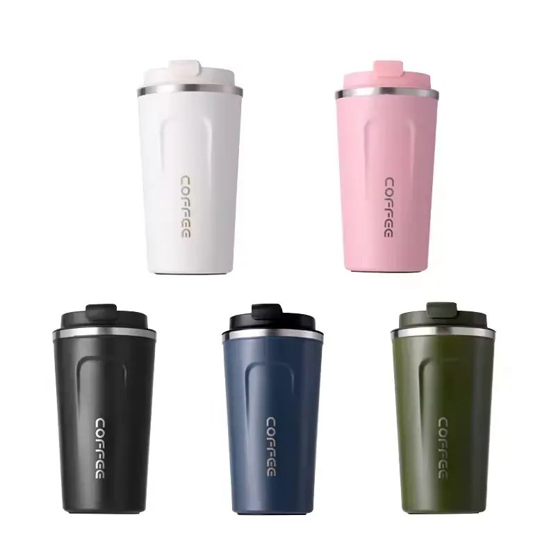 New Custom 304 Stainless Steel Coffee Mug Thermal Logo Print Vacuum Insulated Black Thermos Personalized Cup With Lid For Travel