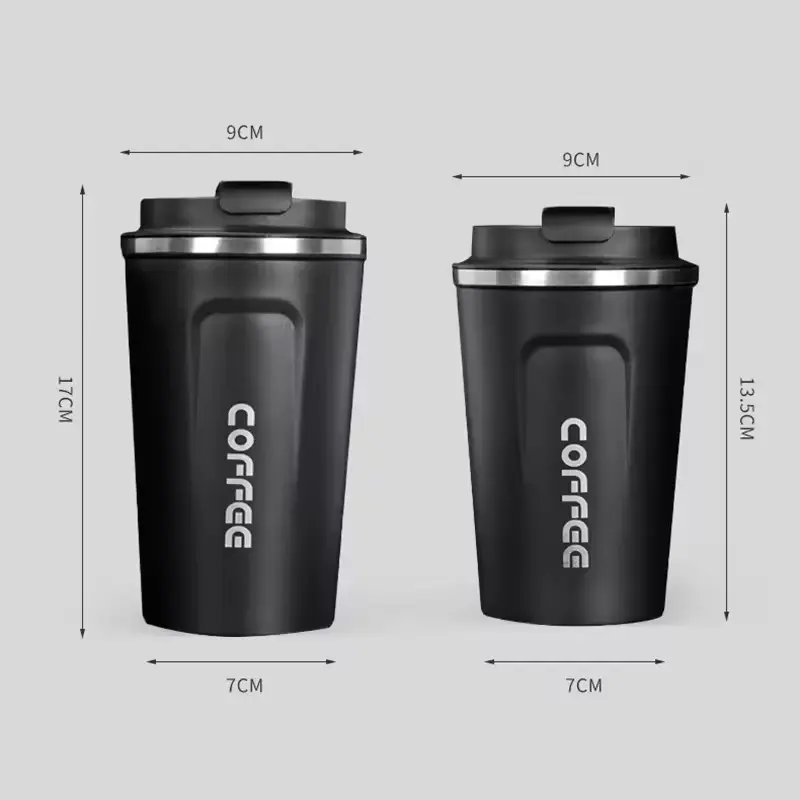 New Custom 304 Stainless Steel Coffee Mug Thermal Logo Print Vacuum Insulated Black Thermos Personalized Cup With Lid For Travel