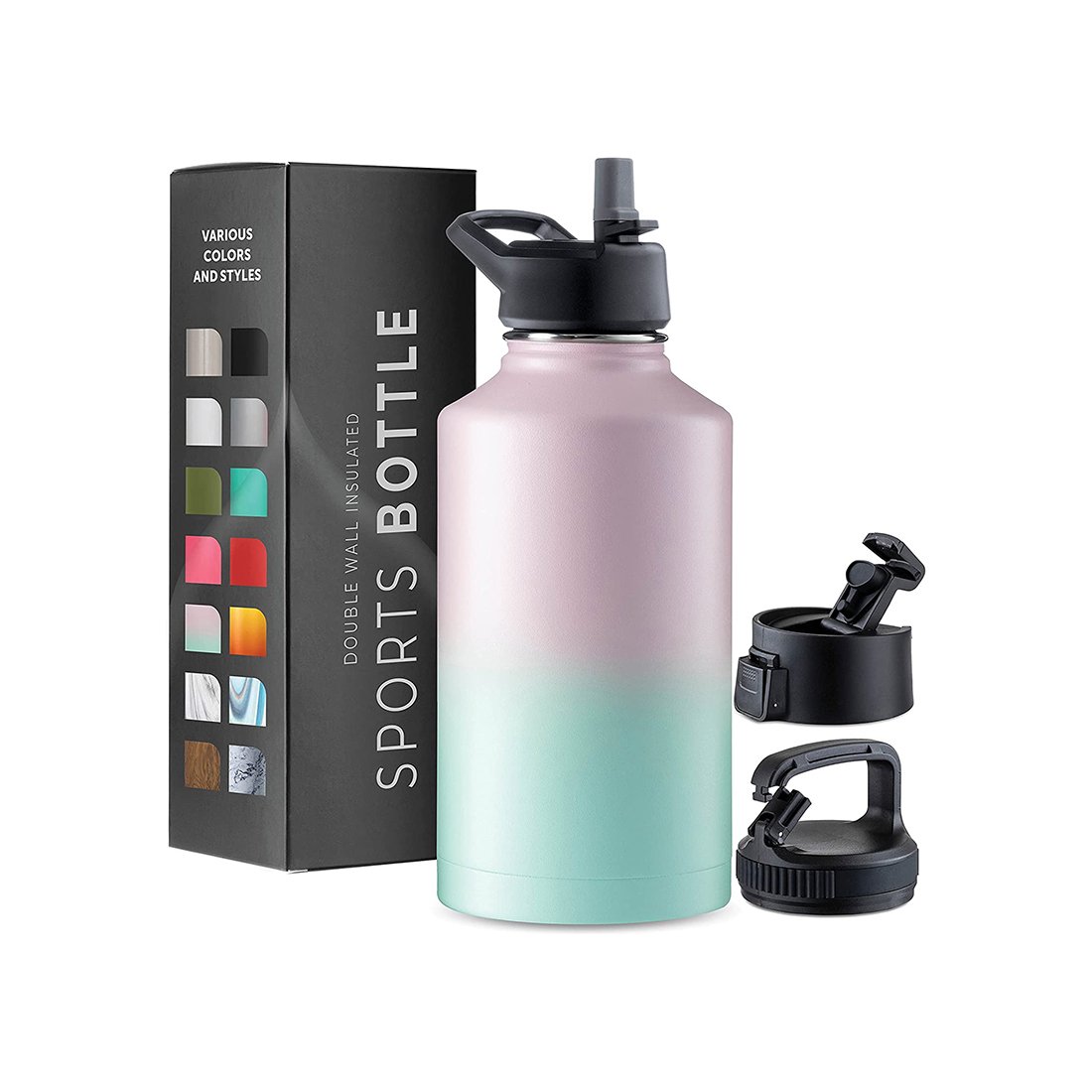 Portable Sports Straw Vacuum Flask Insulated Stainless Steel Water Bottle With Custom label