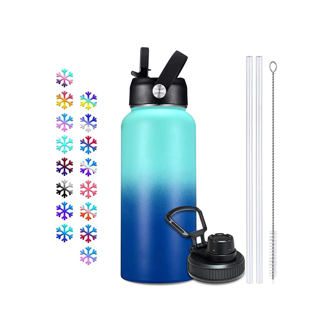 Portable Sports Straw Vacuum Flask Insulated Stainless Steel Water Bottle With Custom label