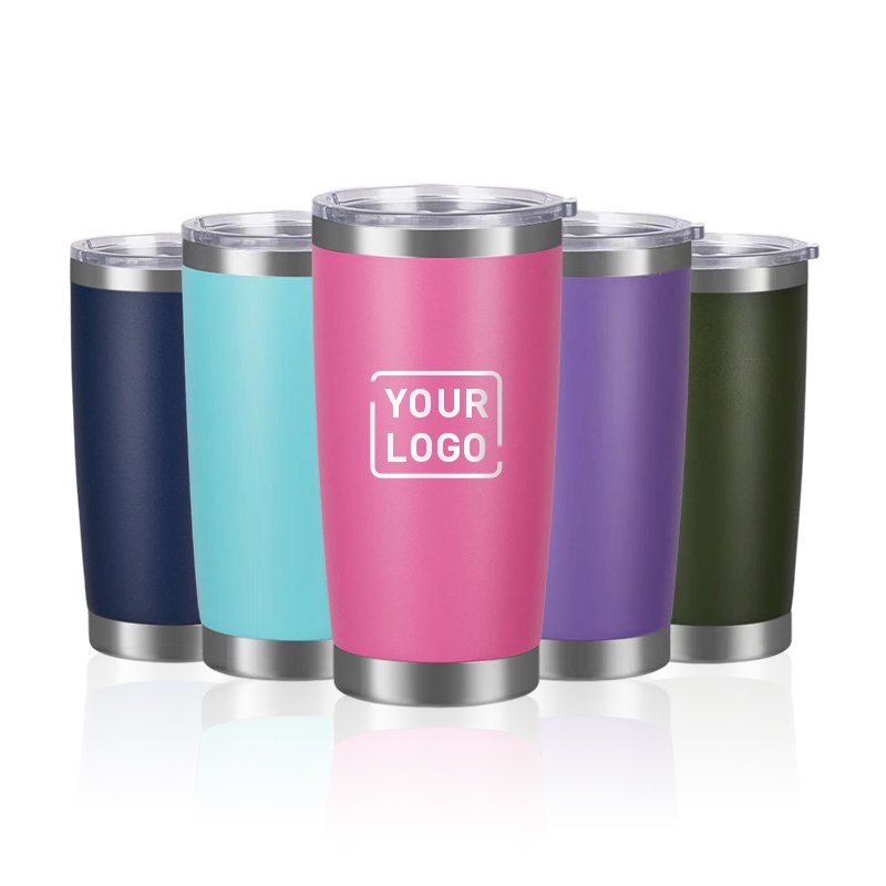 Custom logo 20oz double wall Vacuum Insulated Car powder coated tumbler vacuum cup Thermal stainless steel coffee mug with lid