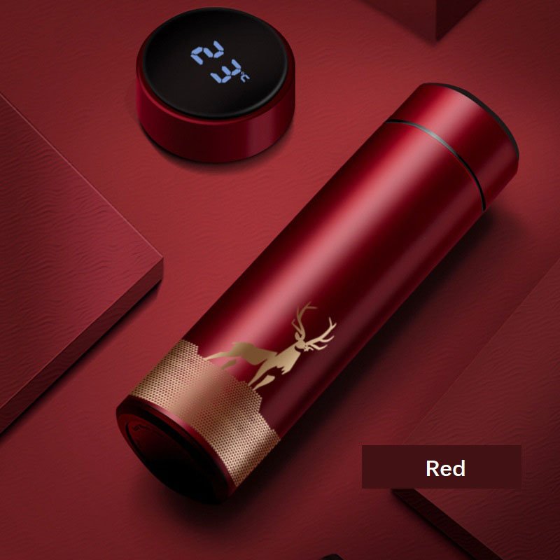 Custom 500ml 17oz Stylish Design 304 Stainless Steel Vacuum LED Temperature Display Insulated Water Bottle Thermos Flask