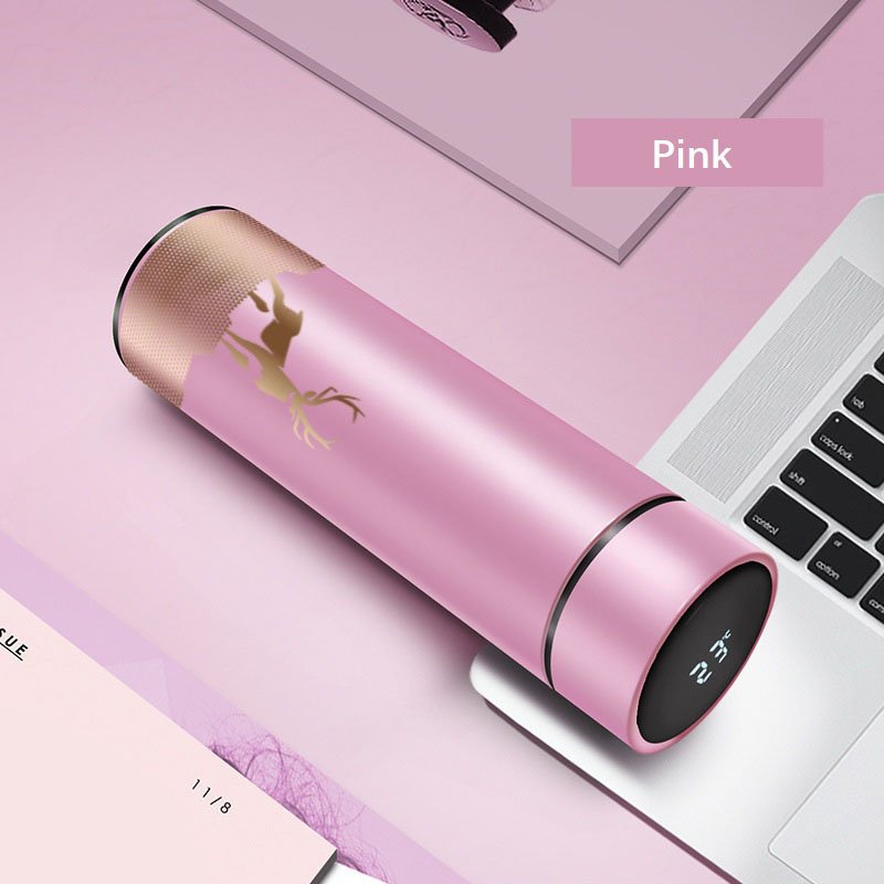 Custom 500ml 17oz Stylish Design 304 Stainless Steel Vacuum LED Temperature Display Insulated Water Bottle Thermos Flask