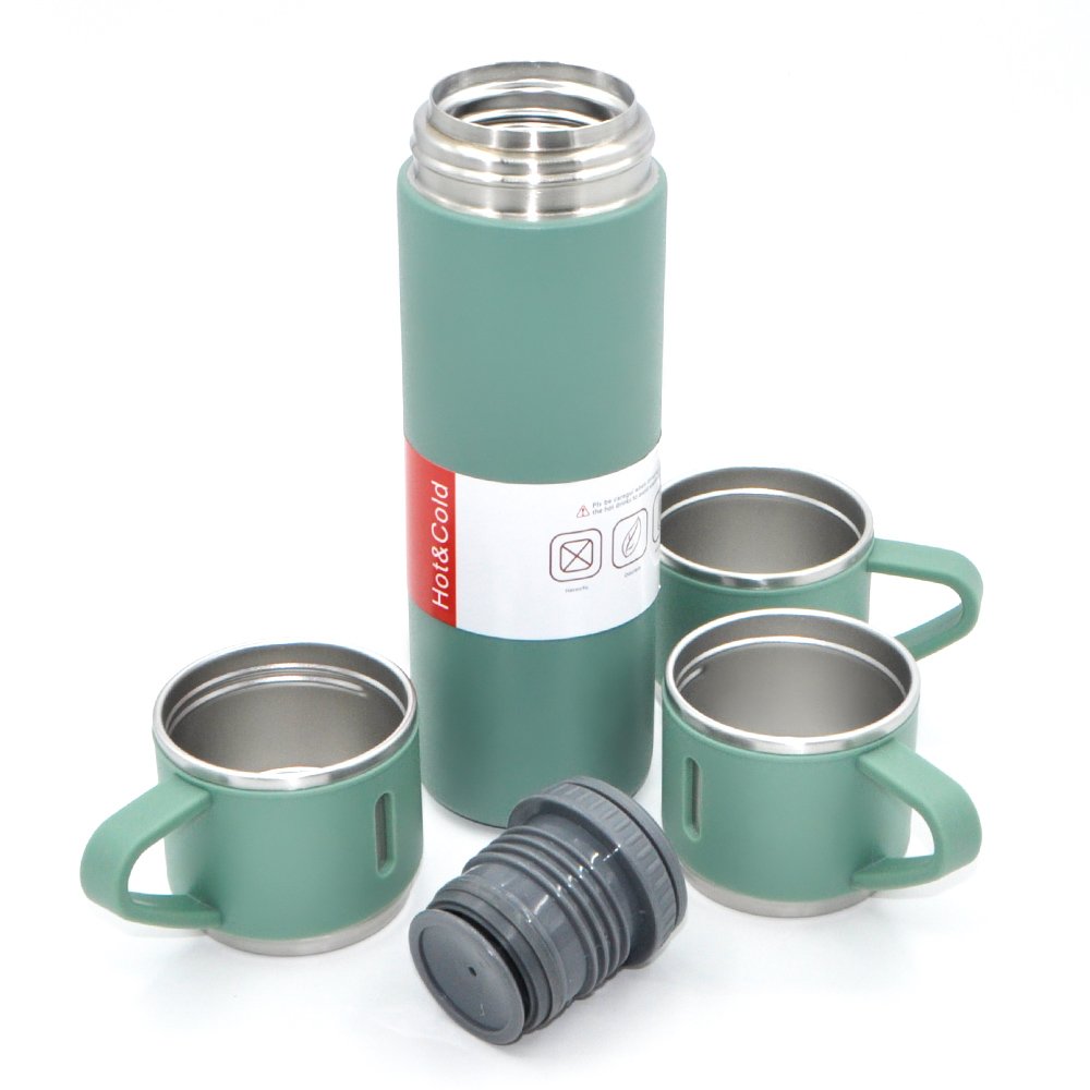 3pcs Termo Flask Gift Set Stainless Steel Thermo 500ml/17oz Vacuum Insulated Thermal Bottle And Cups For Coffee