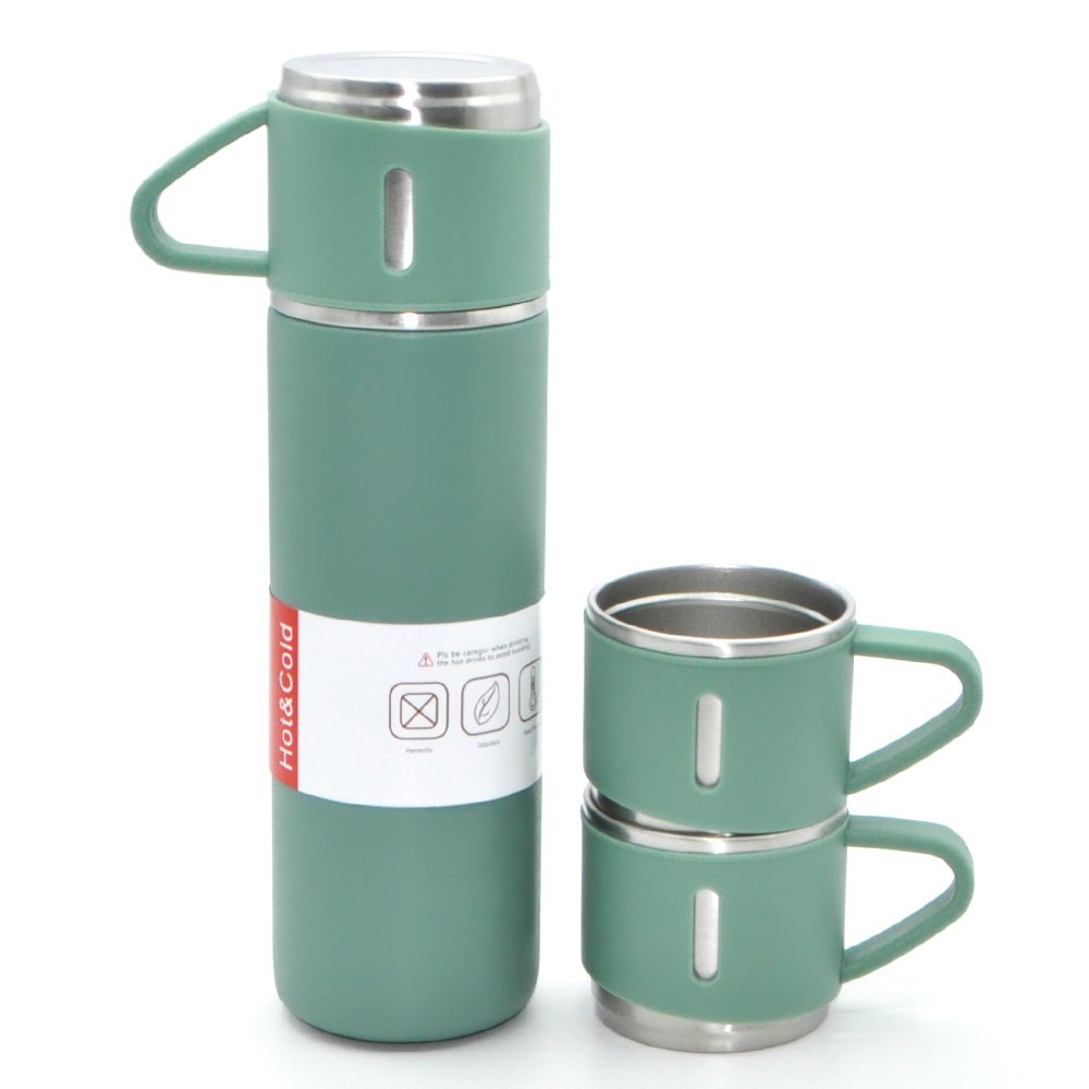 3pcs Termo Flask Gift Set Stainless Steel Thermo 500ml/17oz Vacuum Insulated Thermal Bottle And Cups For Coffee
