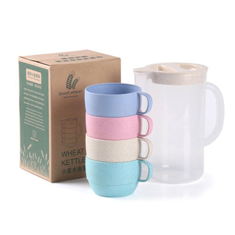 New Style Biodegradable Wheat Straw Water Custom Mugs with Kettle