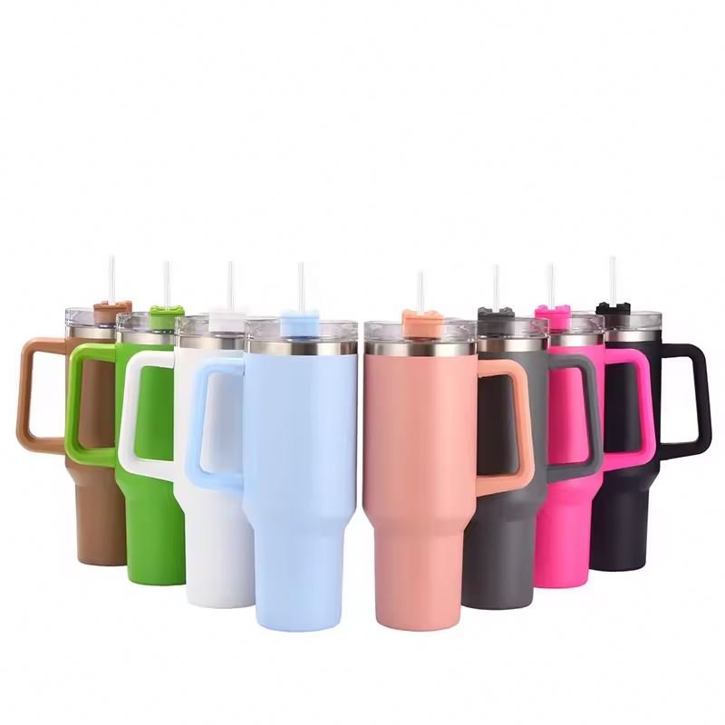 custom LOGO tumbler 40oz with handle and straw stainless steel vacuum insulated coffee beer mug water cup