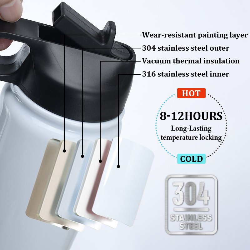 Custom Logo 32oz 40oz Stainless Steel Water Bottles Leak Proof Vacuum Insulated Water Bottle Thermos Flask Sport Water Bottle