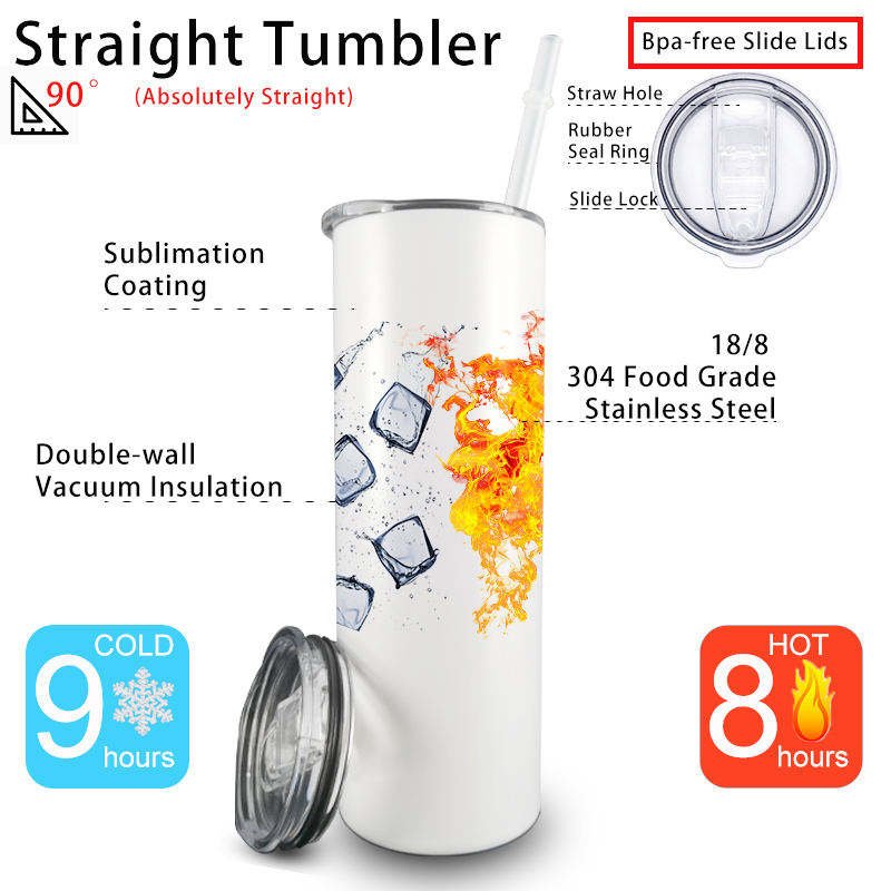 warehouse double wall sublimation blanks mugs Stainless Steel Tumblers with Straw and Rubber Bottom
