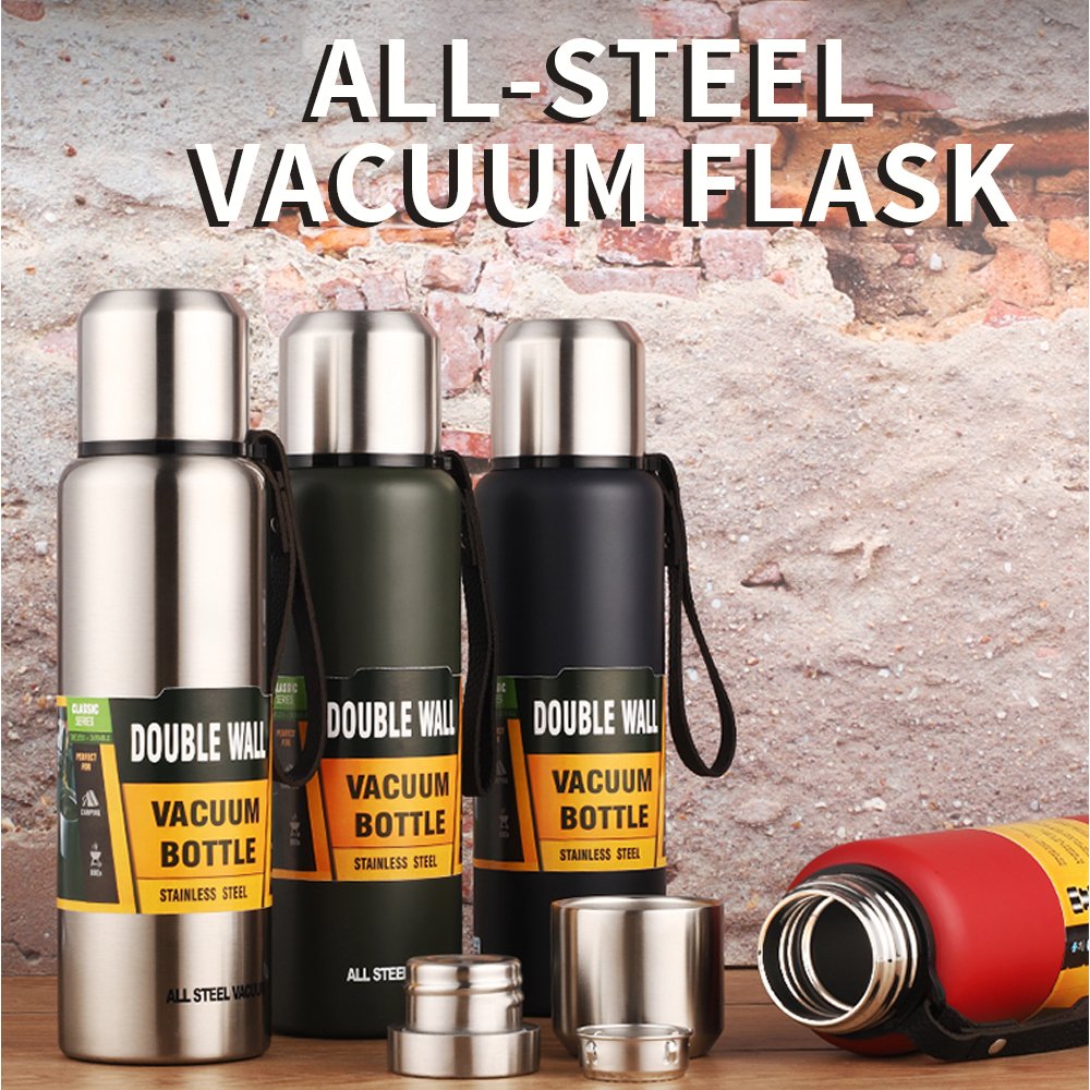 500ml 750ml 1000ml Best Sale Stainless Steel Thermos Flask Keep Hot 24 Hours With Rope Vacuum Flask With Logo