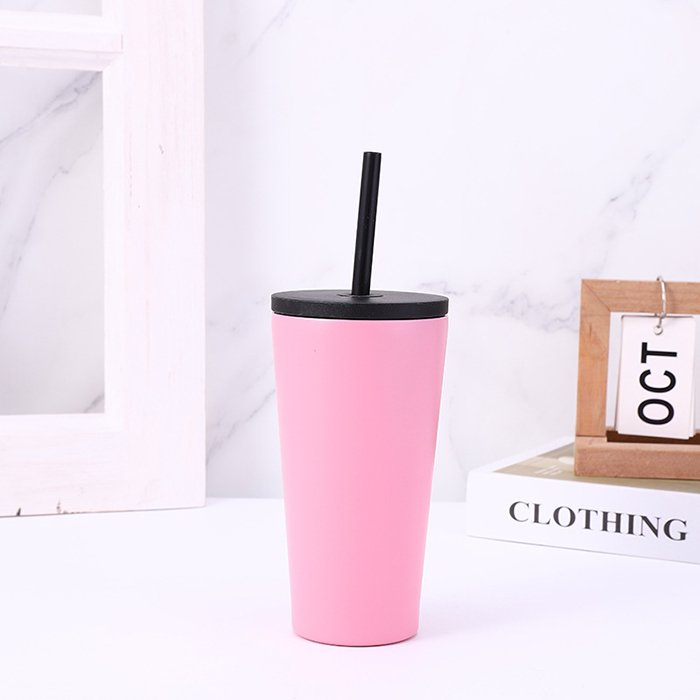 Custom 20oz Iced Coffee Cup Double Wall Insulated Stainless Steel Travel Coffee Mug Coffee Tumbler With Straw Lid & Flip Lid