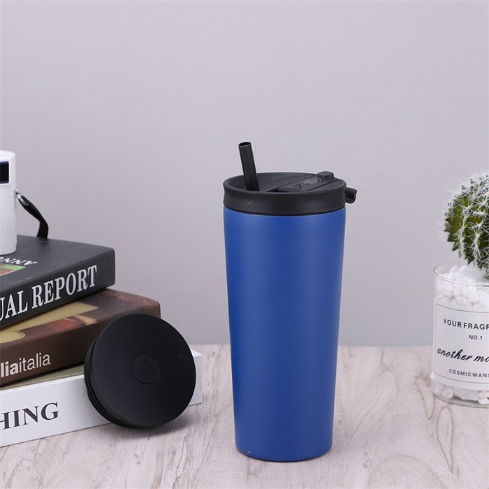 Custom 20oz Iced Coffee Cup Double Wall Insulated Stainless Steel Travel Coffee Mug Coffee Tumbler With Straw Lid & Flip Lid