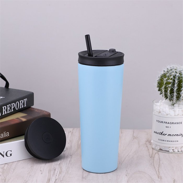 Custom 20oz Iced Coffee Cup Double Wall Insulated Stainless Steel Travel Coffee Mug Coffee Tumbler With Straw Lid & Flip Lid
