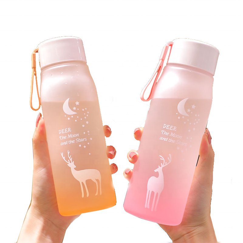 2022 560Ml Cute Sequined Plastic Water Bottle frosted water bottle with handle