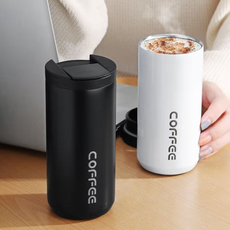 400ML Leak-Proof Milk Tea Thermos Mugs Car Mounted Water Bottle Travel Stainless Steel Thermal Cup Coffee Mug