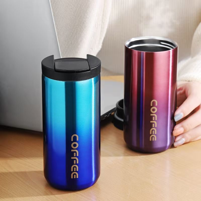 400ML Leak-Proof Milk Tea Thermos Mugs Car Mounted Water Bottle Travel Stainless Steel Thermal Cup Coffee Mug
