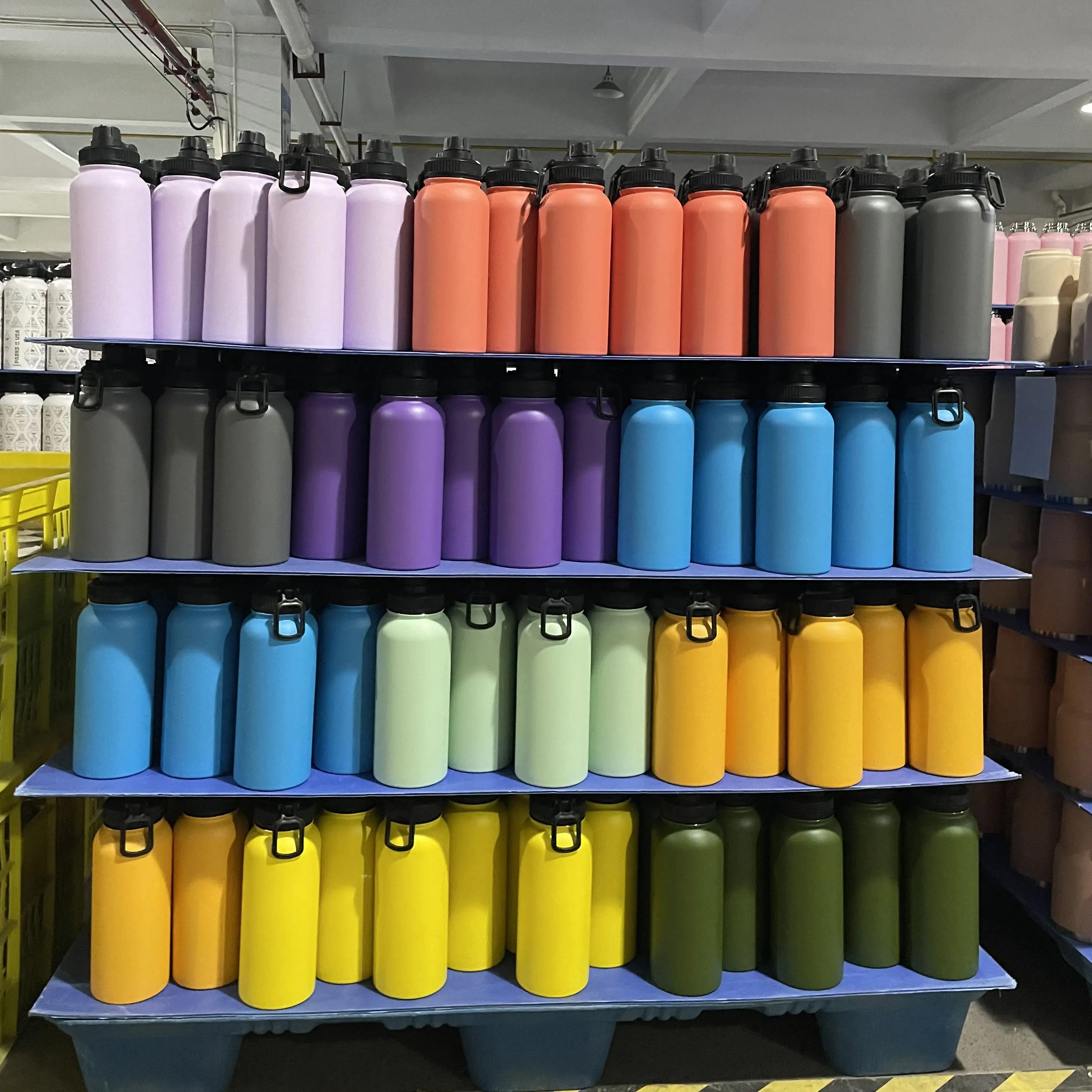 Eco-Friendly Custom Logo 32oz 40oz Double Wall Vacuum Flask bottle Insulated Sport Stainless Steel Water Bottle With Straw