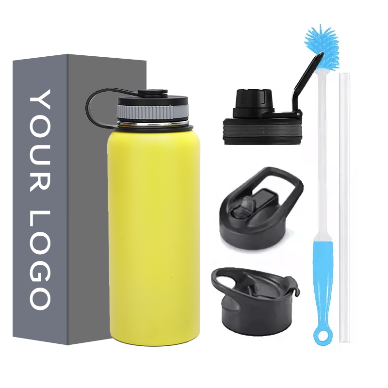 Eco-Friendly Custom Logo 32oz 40oz Double Wall Vacuum Flask bottle Insulated Sport Stainless Steel Water Bottle With Straw