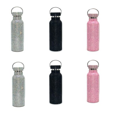 6 Colors 16.9oz Water Bottle Rhinestone Cups Custom AB Color Bling Tumbler Mugs with Stainless Steel Straw for School