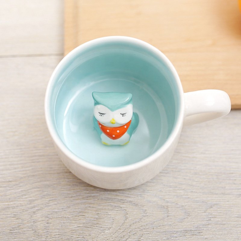 Creative ceramic mugs Cute cartoon 3D animal milk coffee mugs Children's household porcelain water cup with handle Birthday gift