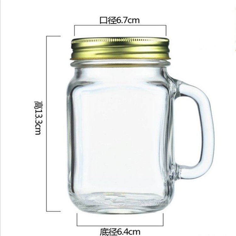Custom Logo Drinking Juice Glass Mason Jar Tumbler Mug With Lid Straw